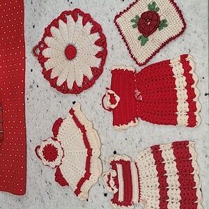 Vintage Hand Crochet Potholders 5 pc
